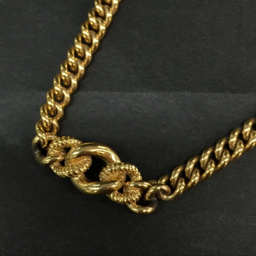AUTH Christian Dior CD VINTAGE Curb Chain Necklace with